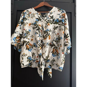 Floral Tie Front Blouse – Medium